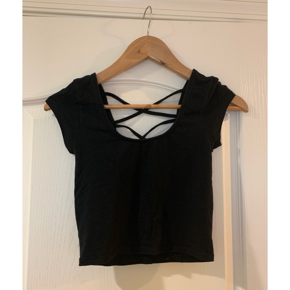 Black Criss Cross Back Crop Top